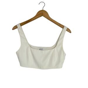 Princess Polly Cream Square Neck Cropped Corset Tank Top